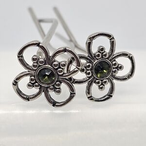 Lila Rose Peridot (Green) Flower U-pins Pair